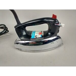 Vintage General Electric GE Steam and Dry Iron Chrome Black Handle Fabric Cord